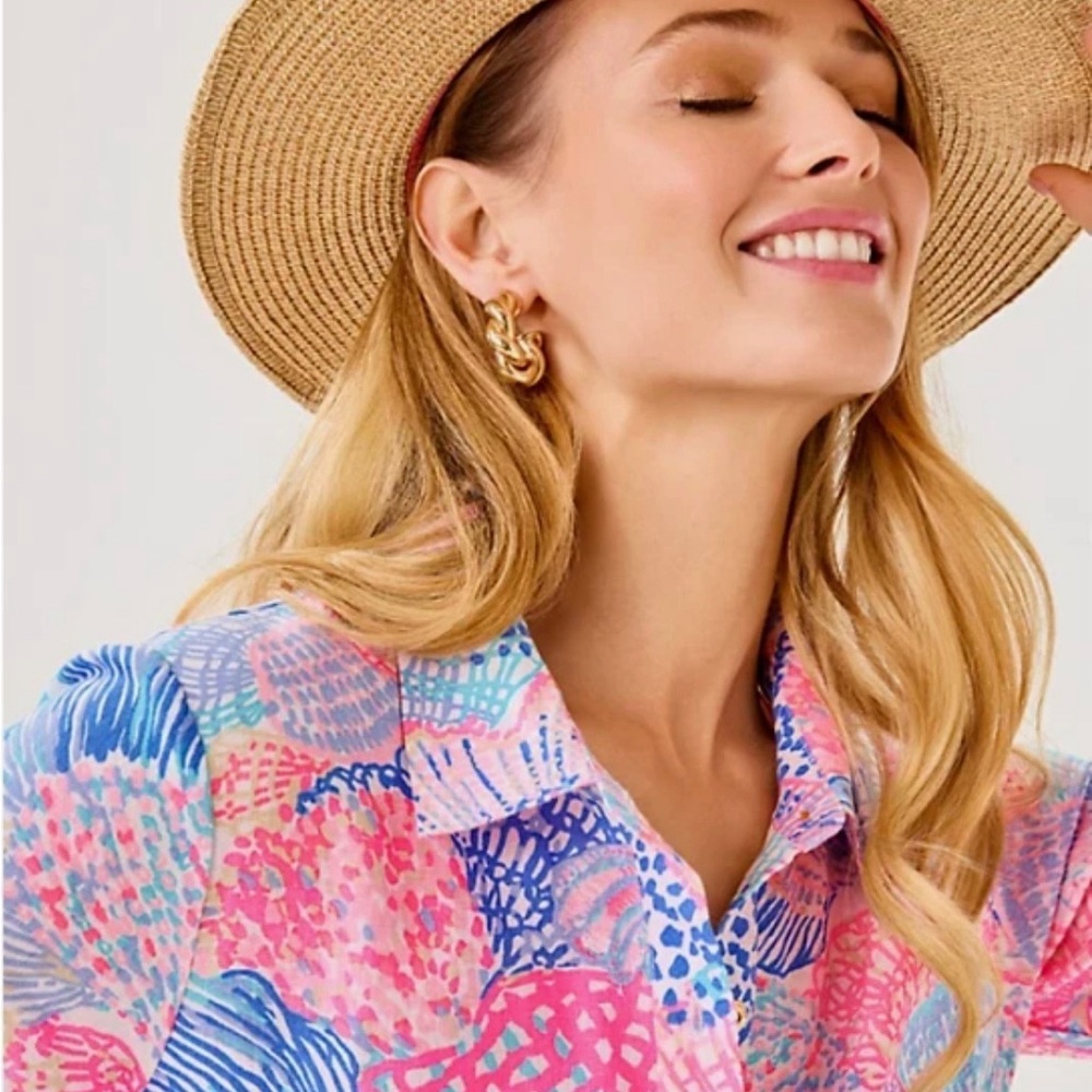 Lilly Pulitzer Shaela Button-up Dress, “Roar of the Seas” Print, Size small - Picture 2 of 16